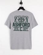 Asos Design T-shirt In Gray Heather Cotton With Collegiate Tiger Print - Lgray-grey