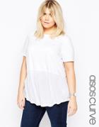 Asos Curve Contrast Ribbed Panel T-shirt - White
