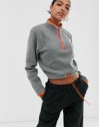 Asos Design Fleece With Contrast Zip-gray
