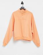 Asos Design Sweatshirt With Half Zip In Orange