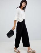 Asos Design Knitted Culottes With Deep Rib-black