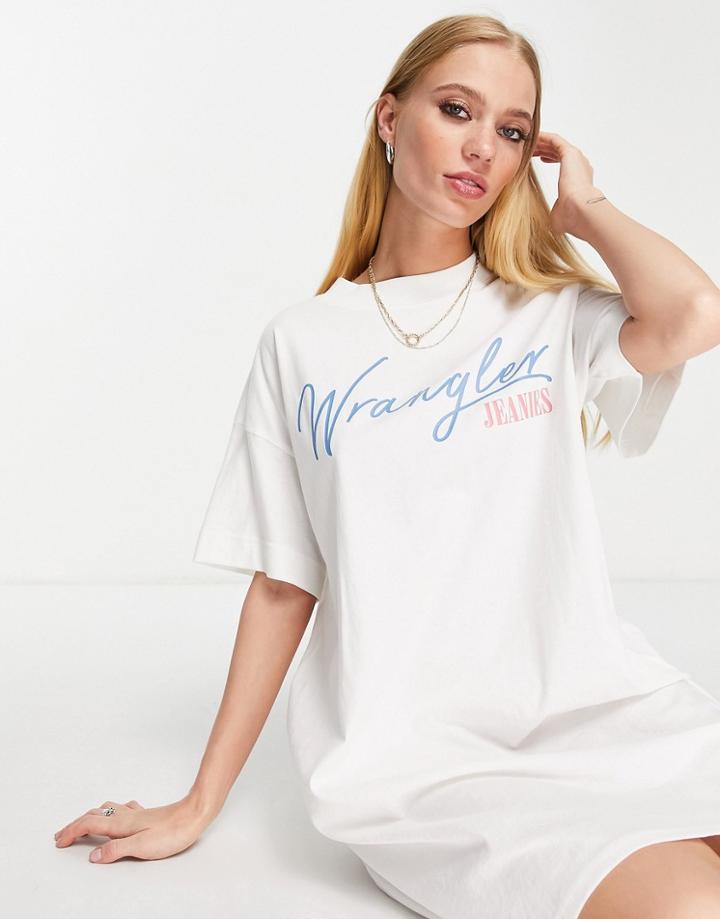 Wrangler Logo T-shirt Dress In Off White