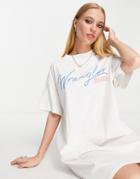 Wrangler Logo T-shirt Dress In Off White