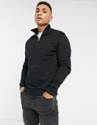 Asos Design Organic Half-zip Sweatshirt In Black