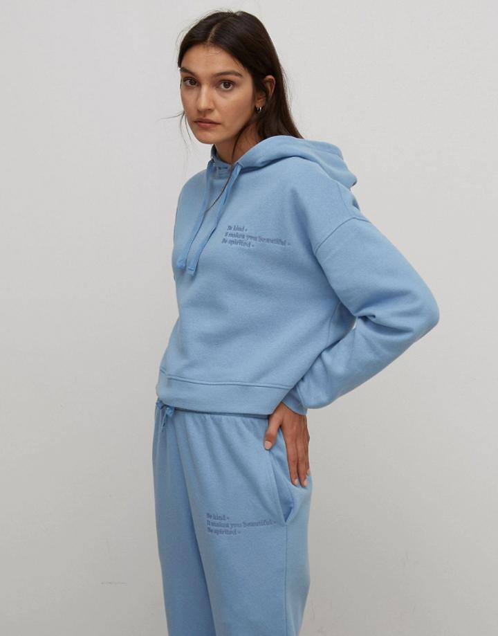 Nobody's Child Sustainable Cropped Hoodie With Tonal Branding Co-ord-blues