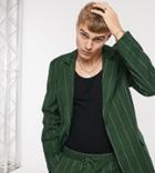 Reclaimed Vintage Inspired Dad Fit Blazer In Pinstripe-green