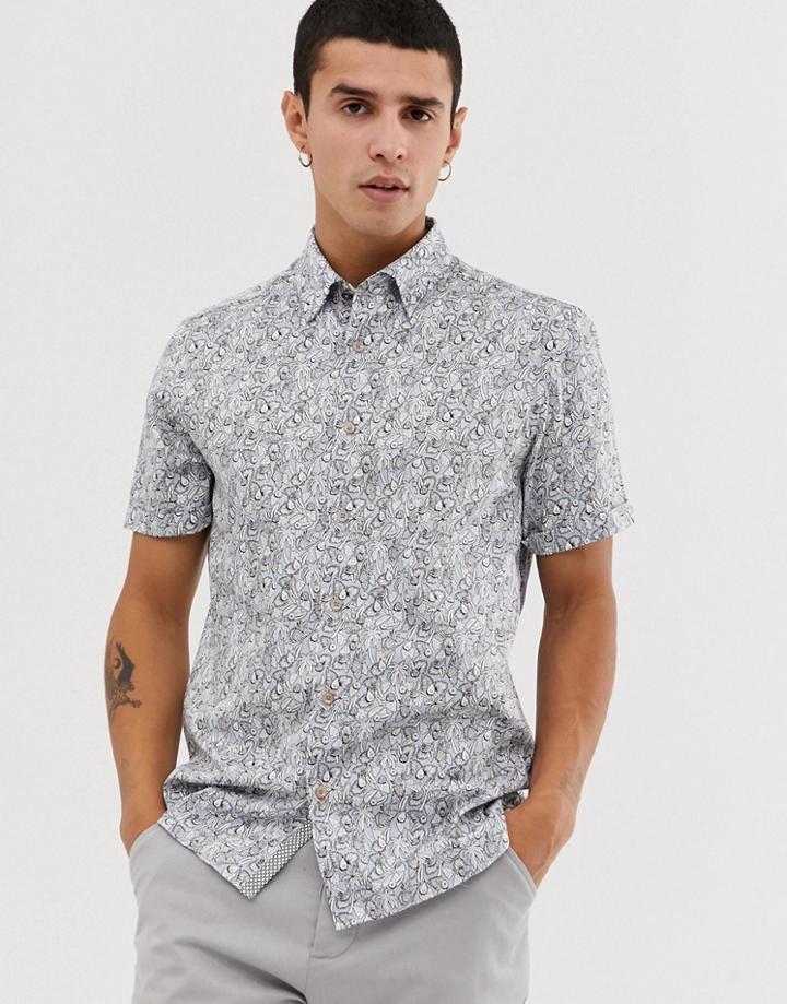 Ted Baker Shirt With Botanical Print - Blue