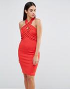 Forever Unique Jamilia Lattice Strap Dress - Red