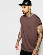 Asos Super Oversized Sleeveless T-shirt In Brown - Turkish Coffee