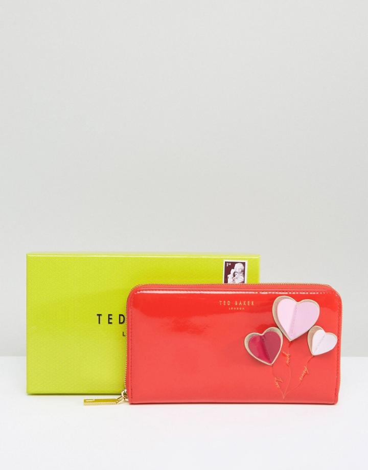 Ted Baker Zip Around Heart Matinee Wallet - Orange
