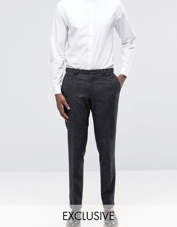 Noak Skinny Suit Pants With Fleck - Black
