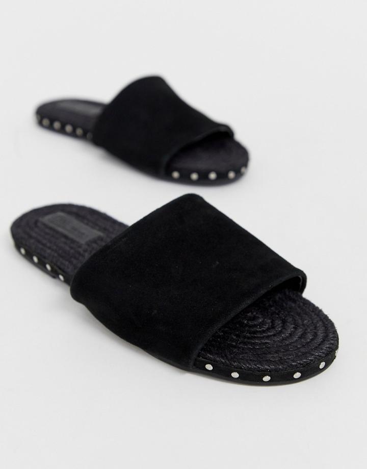 Asos Design Jarvis Suede Studded Espadrille Mules-black