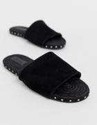 Asos Design Jarvis Suede Studded Espadrille Mules-black