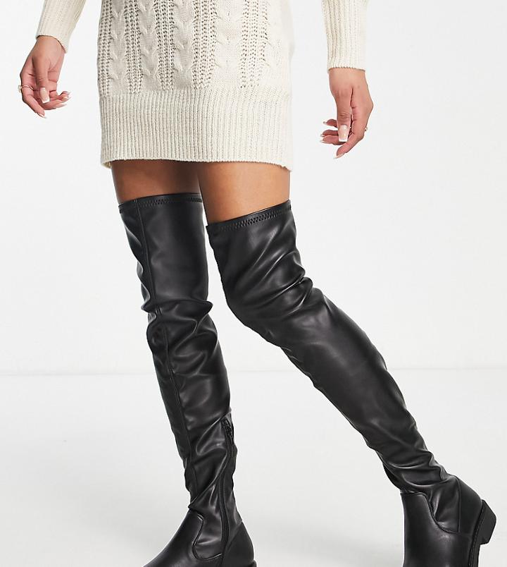 Asos Design Petite Kalani Over The Knee Boots In Black