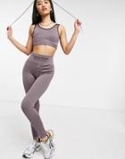 Calvin Klein Performance High Waisted Ribbed Leggings In Dusky Pink - Part Of A Set