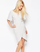 Asos Wrap Dress With D-ring - Silver
