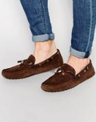 Asos Driving Shoes In Brown Leather With Gold Details - Brown