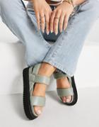 Asos Design Fetch Chunky Padded Sandals In Sage Green