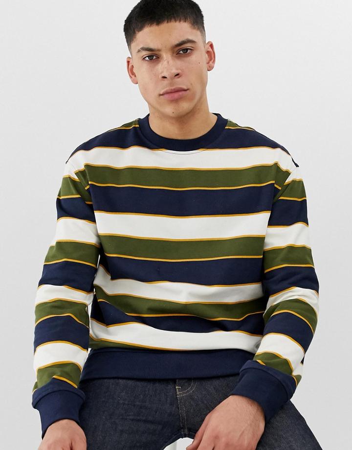 New Look Sweatshirt In Navy Stripe-cream