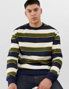 New Look Sweatshirt In Navy Stripe-cream