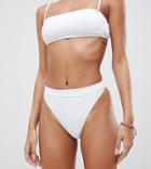 South Beach Mix & Match Ribbed High Leg Bikini Bottoms - White