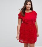 Rage Plus Lace Skater Dress With Frill - Red
