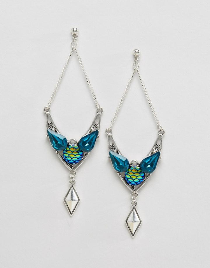 Asos Mermaid Chandelier Earrings - Blue