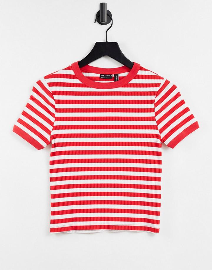 Asos Design Slim Fit T-shirt In Rib In Red And White Stripe-multi