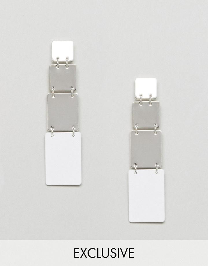 Monki Contrast Block Drop Earrings - Multi