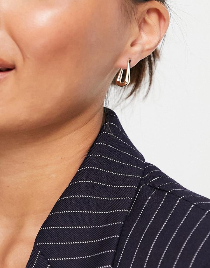 Asos Design Hoop Earrings In Vintage Style Square In Gold Tone