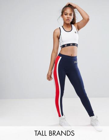 Fila Tall Legging With Racer Stripe And Logo Detail - Navy