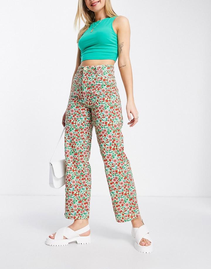 Monki Floral Print Pants In Multi