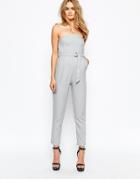 Lola May Tailored Jumpsuit With D Ring Belt - Gray