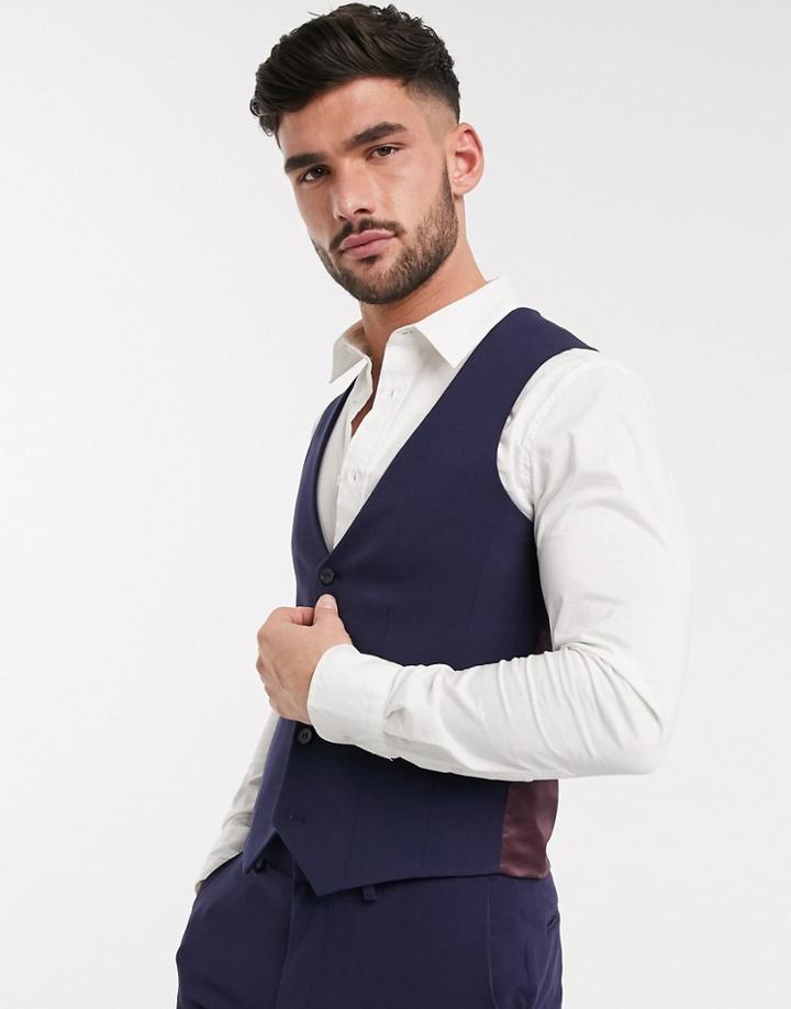 Asos Design Super Skinny Suit Suit Vest In Four Way Stretch In Navy
