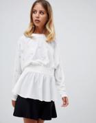 Asos Design Batwing Top With Star Embellishment - White
