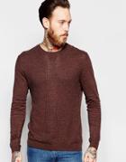 Asos Cable Knit Sweater In Brown Twist Cotton - Brown