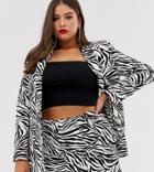 Asos Design Curve Zebra Print Suit Blazer-multi