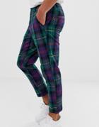 Asos Design Tapered Pants In Plaid - Green