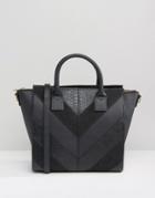Asos Chevron Panel Wing Tote Bag - Black