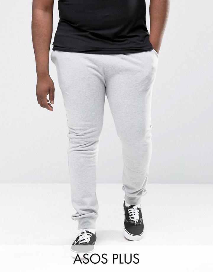 Asos Plus Super Skinny Joggers In Gray Marl - Gray