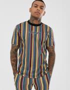 Asos Design Two-piece Relaxed T-shirt With Stripe And Roman Numerals - Multi