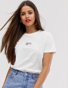 Asos Design T-shirt With Tiny Sun And Moon In Organic Cotton - White