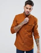 Bershka Regular Fit Brushed Shirt In Camel - Brown