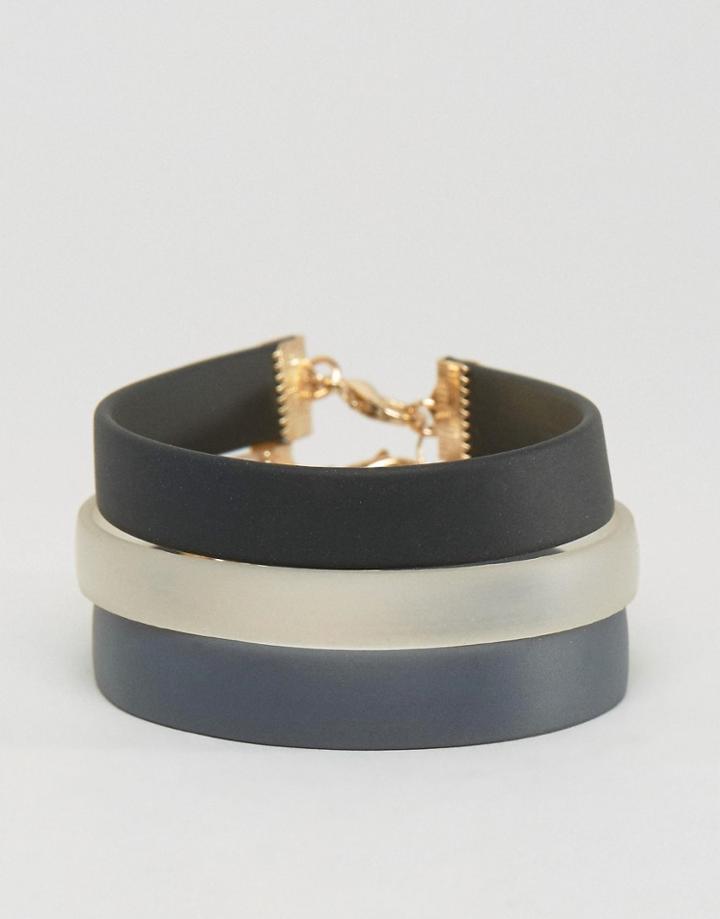 Asos Rubber Bracelet Pack In Black And Transparent - Black