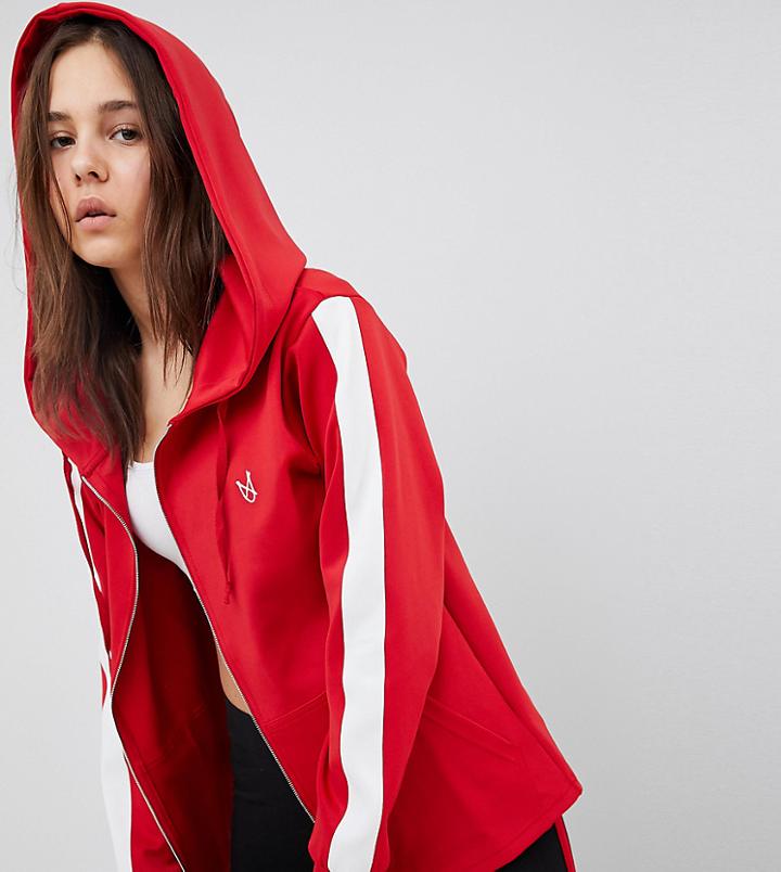 Mink Pink Versity Zip Front Hoodie - Red