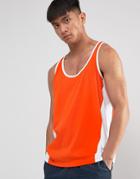 Asos Tank With Contrast Panels In Orange - Red