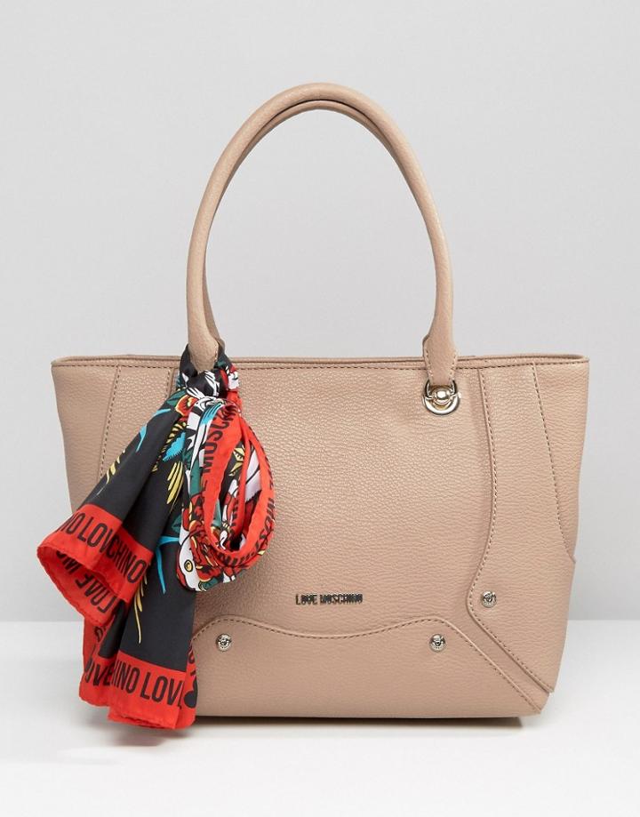 Love Moshino Tote Bag With Scarf - Tortora