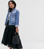 Vila Petite Satin High Low Maxi Skirt - Black
