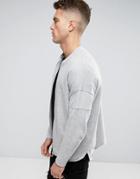 Asos Jersey Bomber Jacket With Sleeve Panels & Curved Stepped Hem - Gr