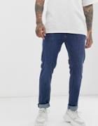 Asos Design Skinny Jeans In Flat Dark Wash-blue
